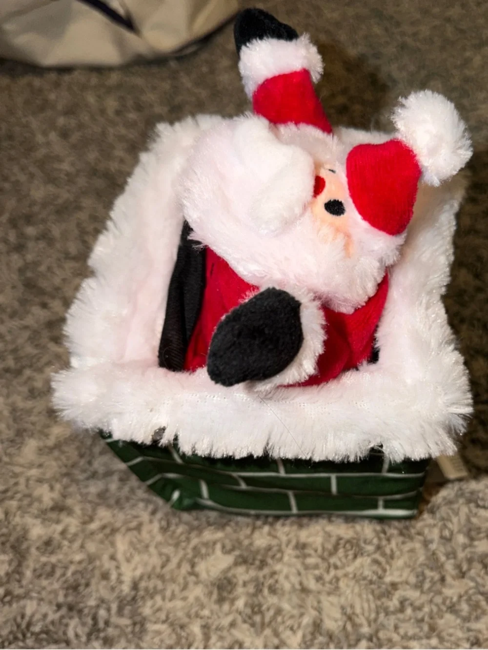 Target Red White and Black Plush Santa in Green Chimney Holiday Decor